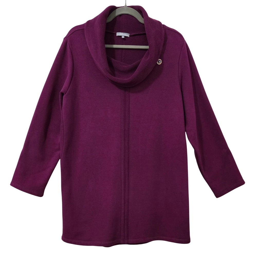 Habitat Cowl Neck Tunic Top Purple‎ Textured Button Detail Long Sleeve Womens L
